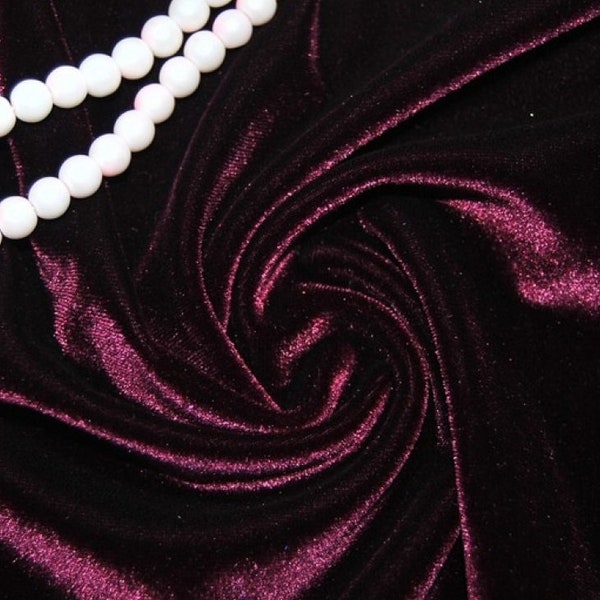 Wine Stretch Velvet  Fabric 59'' Wide by the 1 meters Luxuriously velvet is great for apparel and decorative purposes