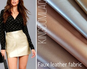 2 colors Faux leather fabric By the yard Sinthetic leather fabric PU Matte pleather faux leather vinyl Polyester stretch fabrics Pearlized