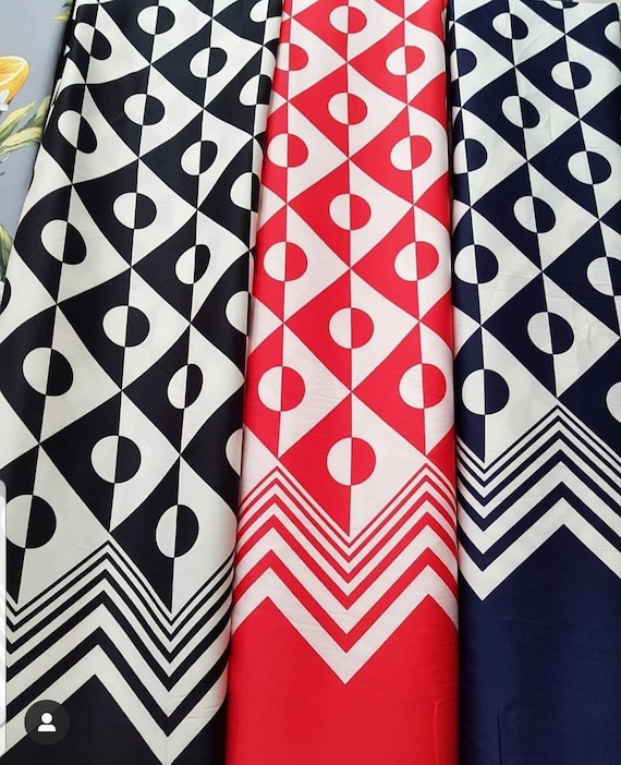 Geometrisches gedrucktes Polyester-Seidengewebe 59 ' ' Breite Schttgut Knstlicher  Seidenstoff Trend Seidendruck in einem Sortiment von drei Farben - Etsy.de