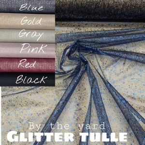 Glitter tulle fabric Sparkle mesh fabric 6 colors gliter tulle fabric for evening gown Dance fabric tulle Tutu tulle By the yard mesh  59"