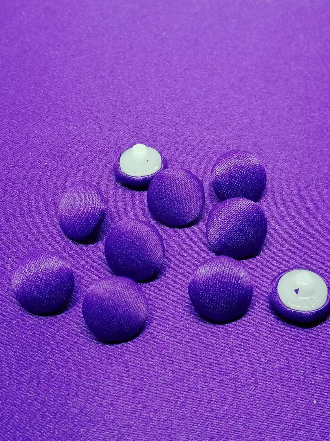 Purple - 1.5cm Handmade Fabric Button Small (Set Of 12) 31