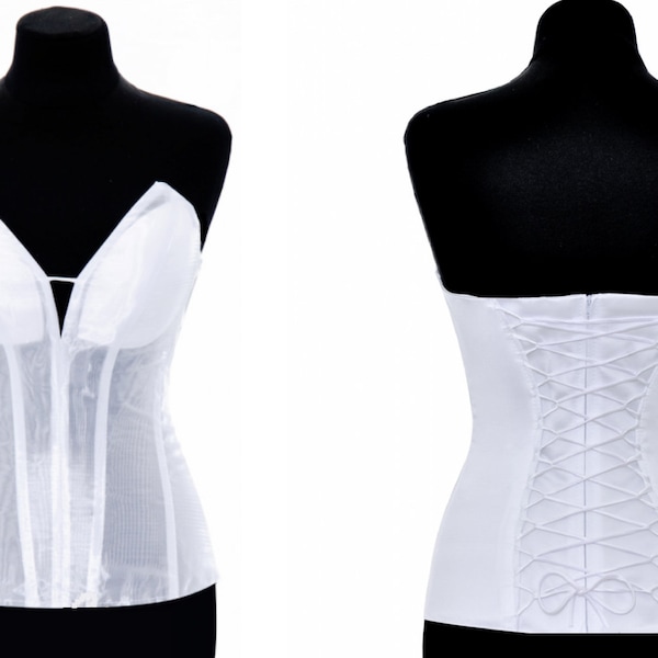 Base de corset transparente séparée pour robe de mariée Détail de corset fait à la main Corset séparé blanc pour la couture Corset ivoire pour robe de robe