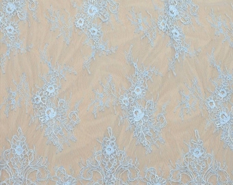 chantilly lace Ivory french lace with corded Lace fabric ivory Fabric lace for wedding lace Embroidery french lace Bridal lace 4 colors