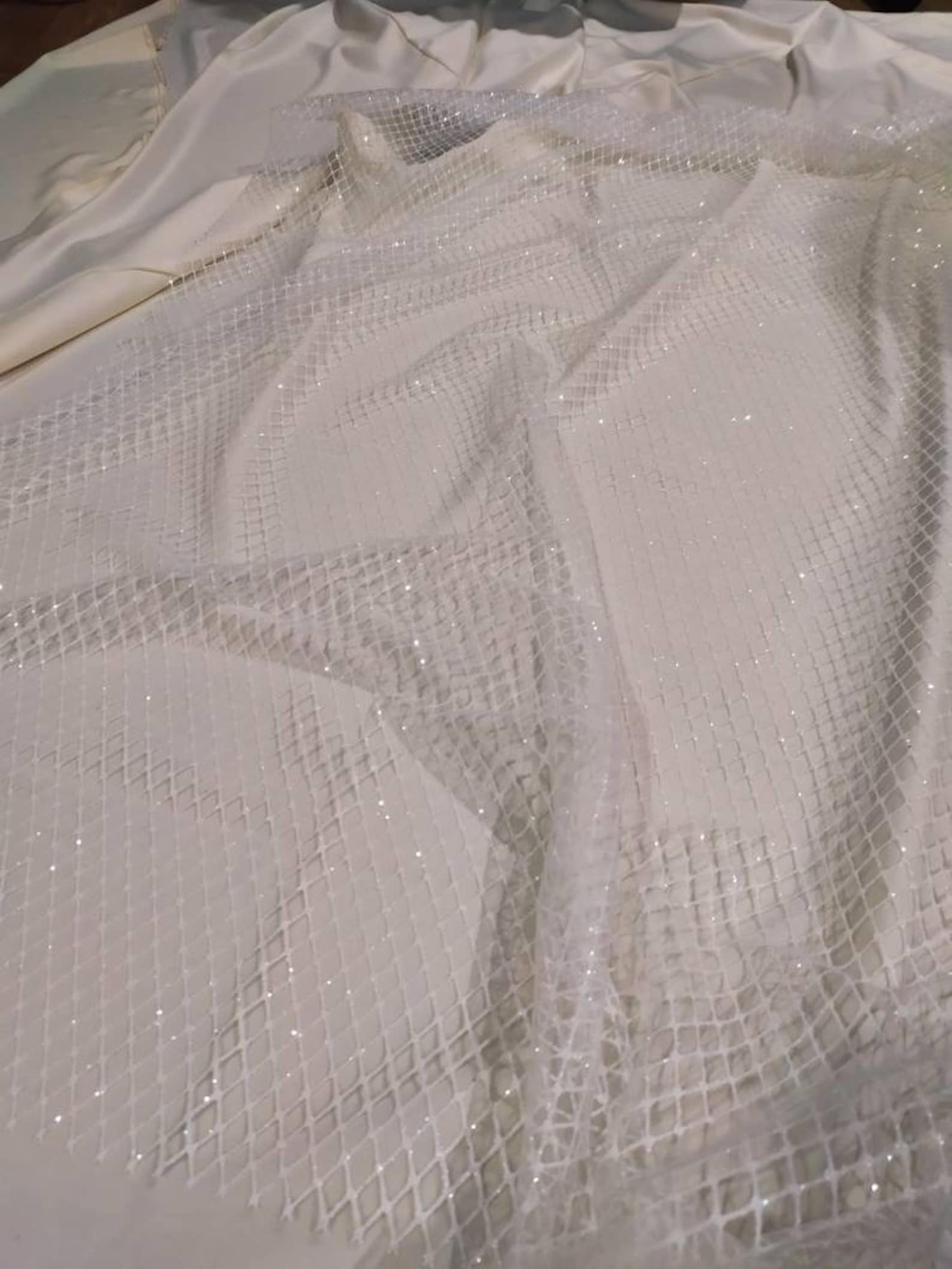 Bridal Glitter Tulle Fabric by the Yard off White Wedding Etsy Australia