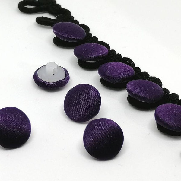 Wedding purple satin buttons, Bridal purple buttons, Fabric colored buttons, Purple sewing button, Covered fabric violet buttons, for dress
