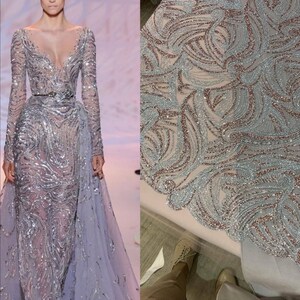 1 yard Glitter Mesh Fabric Geometric Tulle Fabric Powder lace fabric Elegant Wedding glitter fabric lace Bridal mesh fabric/By the yard lace