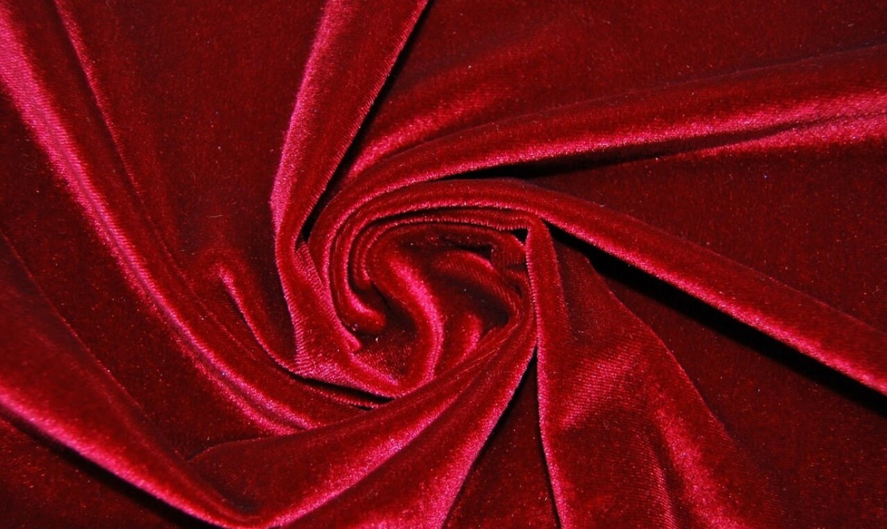 Burgundy Stretch Velvet Fabric 59'' Wide by the 1 Etsy UK