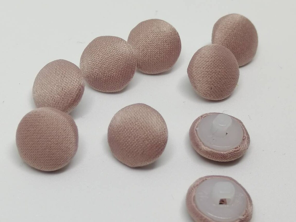 Dark Powder Satin Fabric Buttons Handmade Covered Satin Buttons Sewing ...