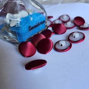 Burgundy satin buttons , Burgundy buttons, Burgundy  sewing buttons, Small burgundy buttons for dresses, button , plastic fabric buttons