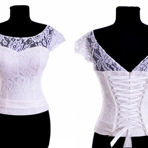 White corset for bridal dress, Corset separate for skirt, White wedding dress, Lace corset wedding handmade Ivory corset for wedding dress