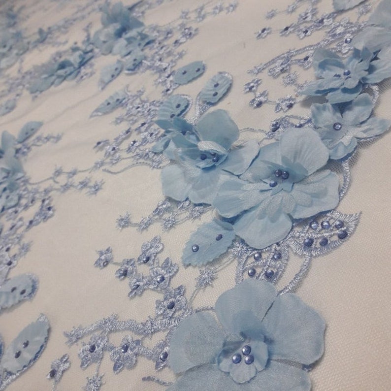3D Flowers Fabric Lace 3D Lace Fabric Luxury Hand Made Pearl Etsy