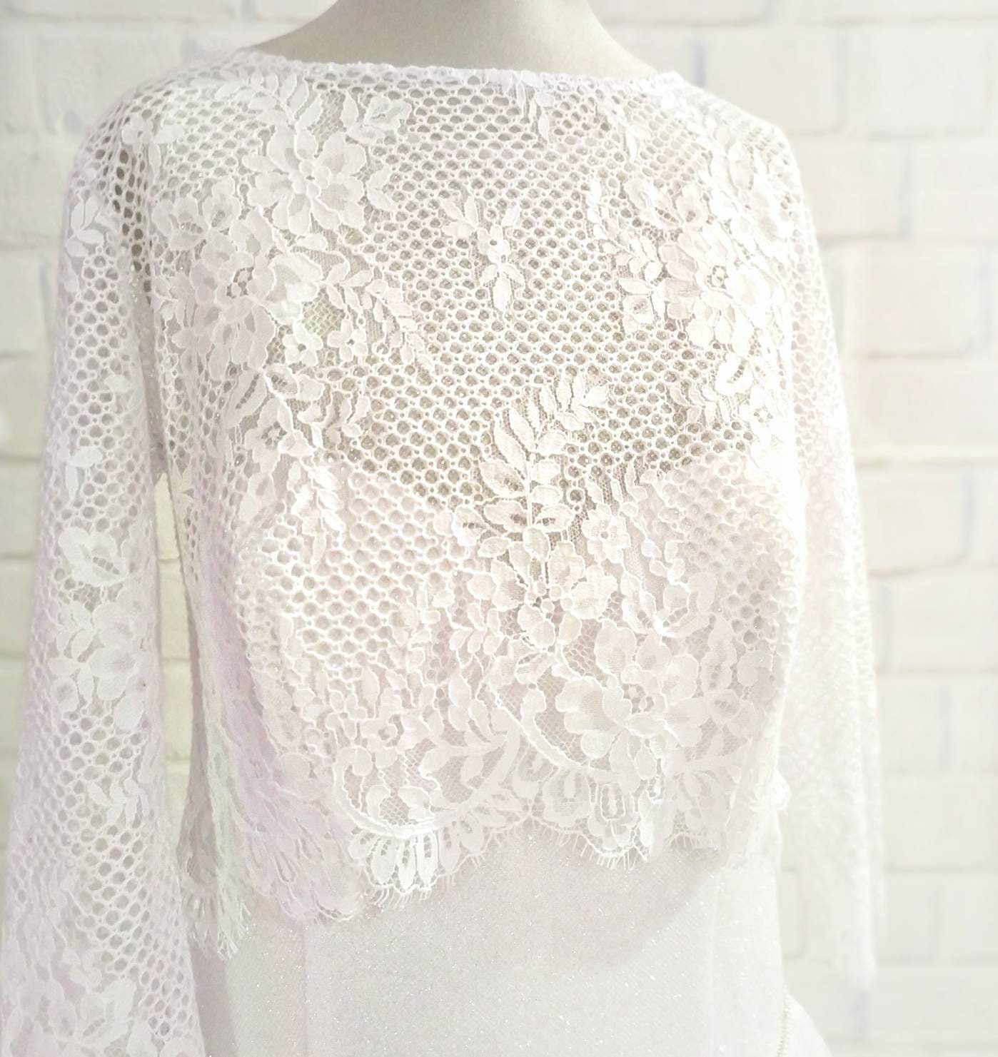 White Wedding Bolero White Lace Wedding Jacket With Long | Etsy