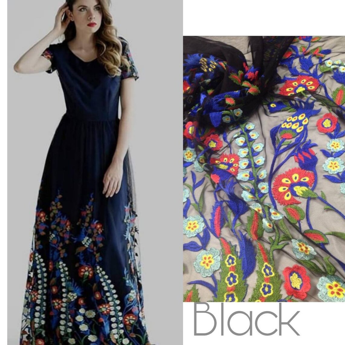 Black Tulle Embroidery main image 1