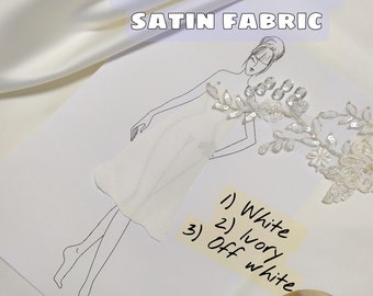 By the yard wedding satin fabric /Ivory satin /White satin fabric /Off white satin bridal fabric