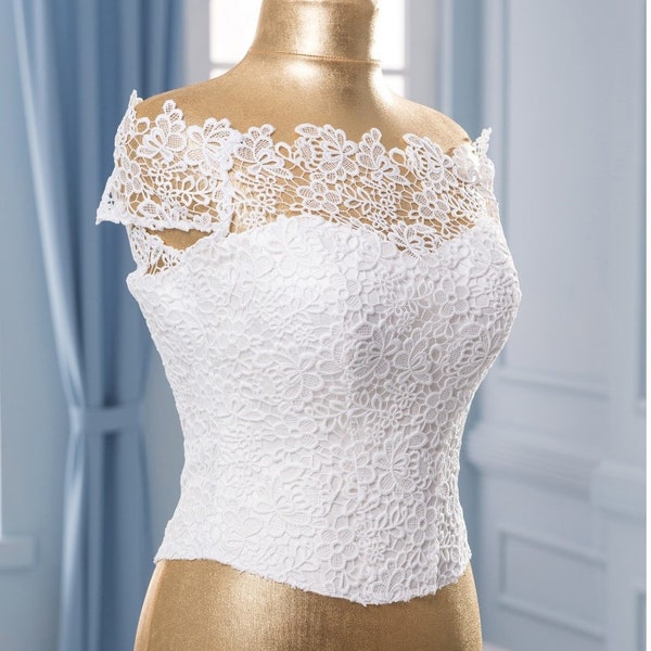 Wedding Corset Separate detail   White Beaded Corset  Detail for wedding dress corset Wedding top Bridal top separate Wedding bodice corset