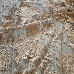 Cappuccino Embroidery rose lace Rose lace fabric Cappuccino wedding lace Cappuccino bridal lace Cappuccino lace by the 1 yard Wedding fabric image 20