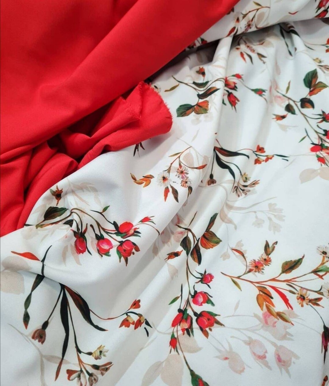 Roses Printed Polyester silk fabric / New matte silk Etsy