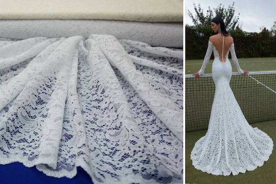 White Wedding Lace Fabric Bridal White Lace Fabric Wedding Etsy