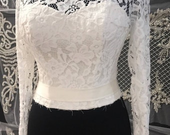 Custom lace corset for further tailoring wedding dress  Wedding Corset with long lace sleeves Separates Wedding Gown White Wedding Corsets