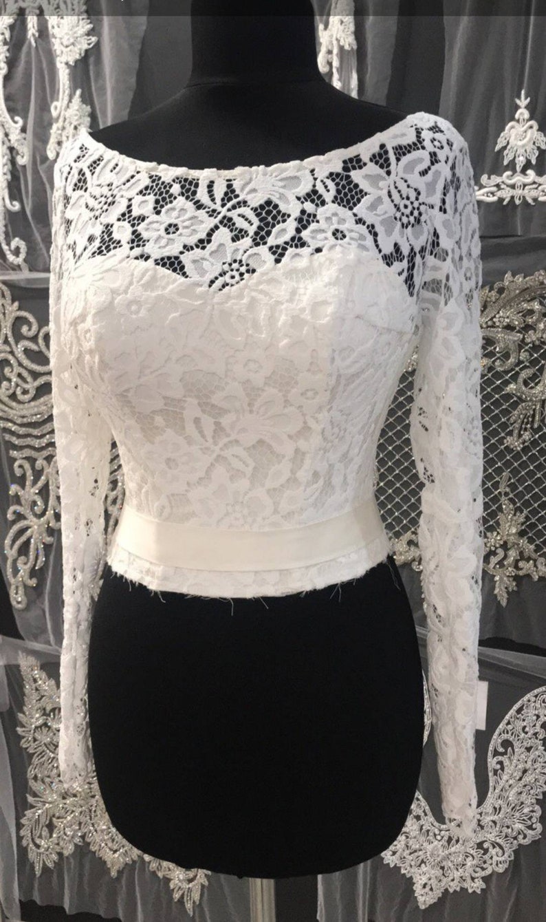 Custom lace corset for further tailoring wedding dress Wedding Corset with long lace sleeves Separates Wedding Gown White Wedding Corsets