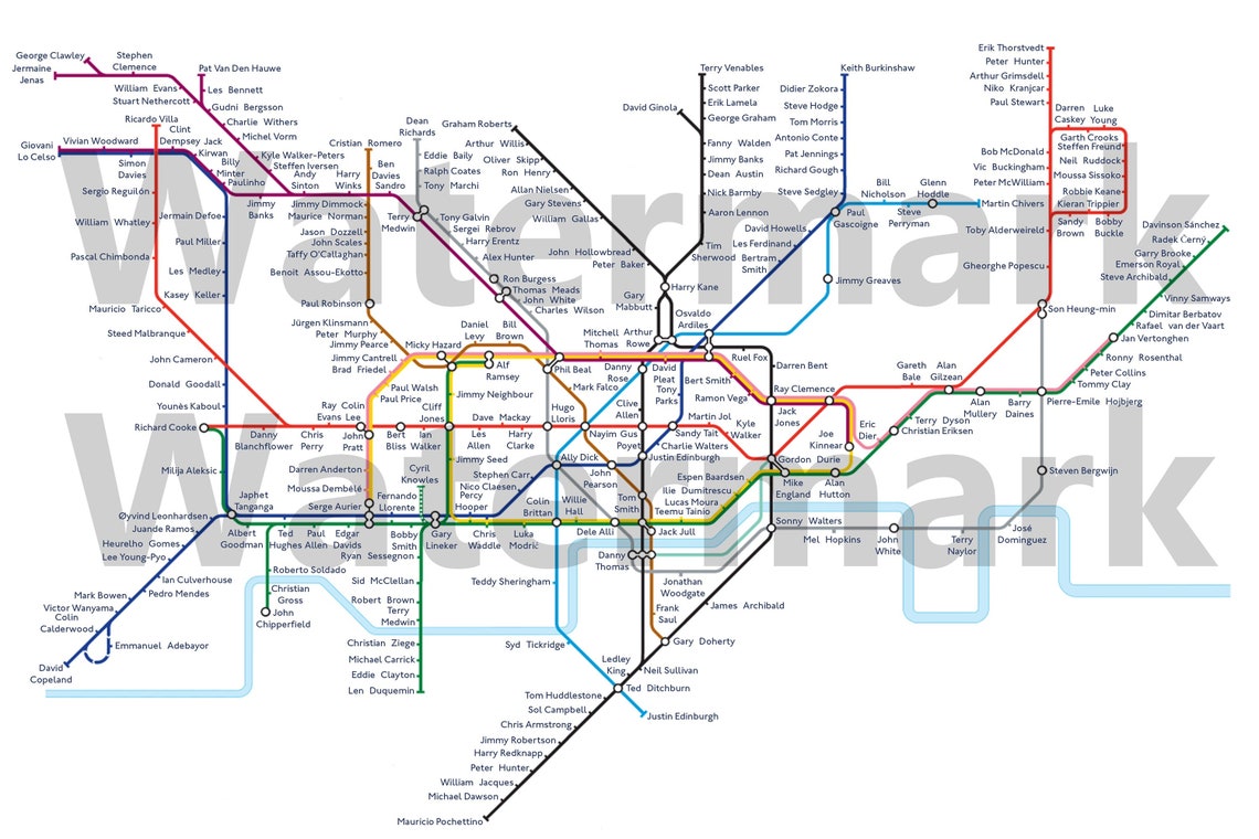 Tottenham Hotspur London Underground Map Etsy