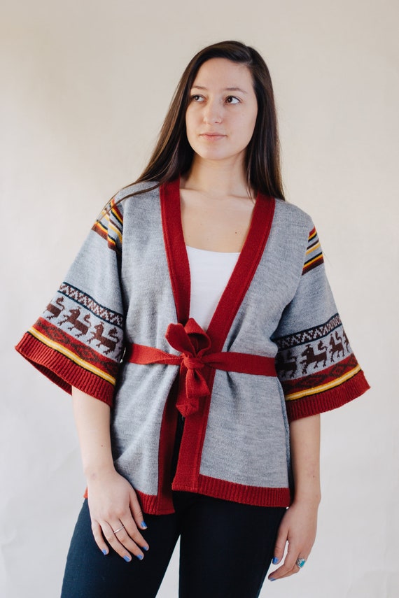 1970s Jantzen Tribal Bohemian Kimono Sweater
