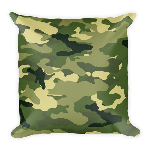 Camo Square Throw Pillow Camouflage Green Etsy