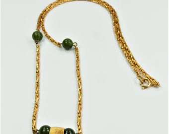 Vintage Gold Tone Peking Glass Bead Necklace