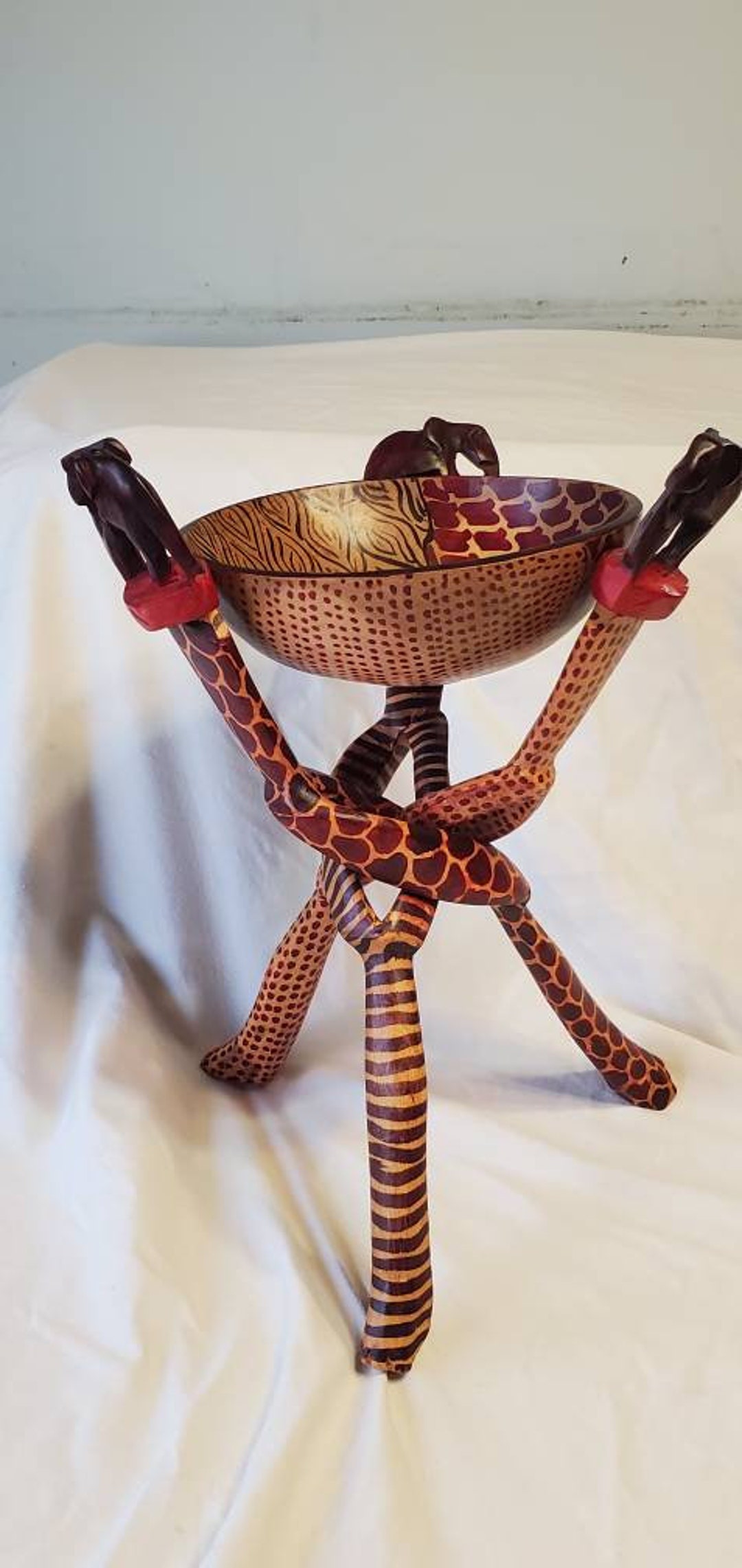 African Handmade Tripod Stand. Tripod Stand. Kenyan Art Wood
