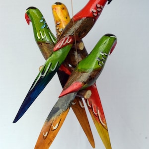 Parrot mobile. parrots. Wooden parrot mobile