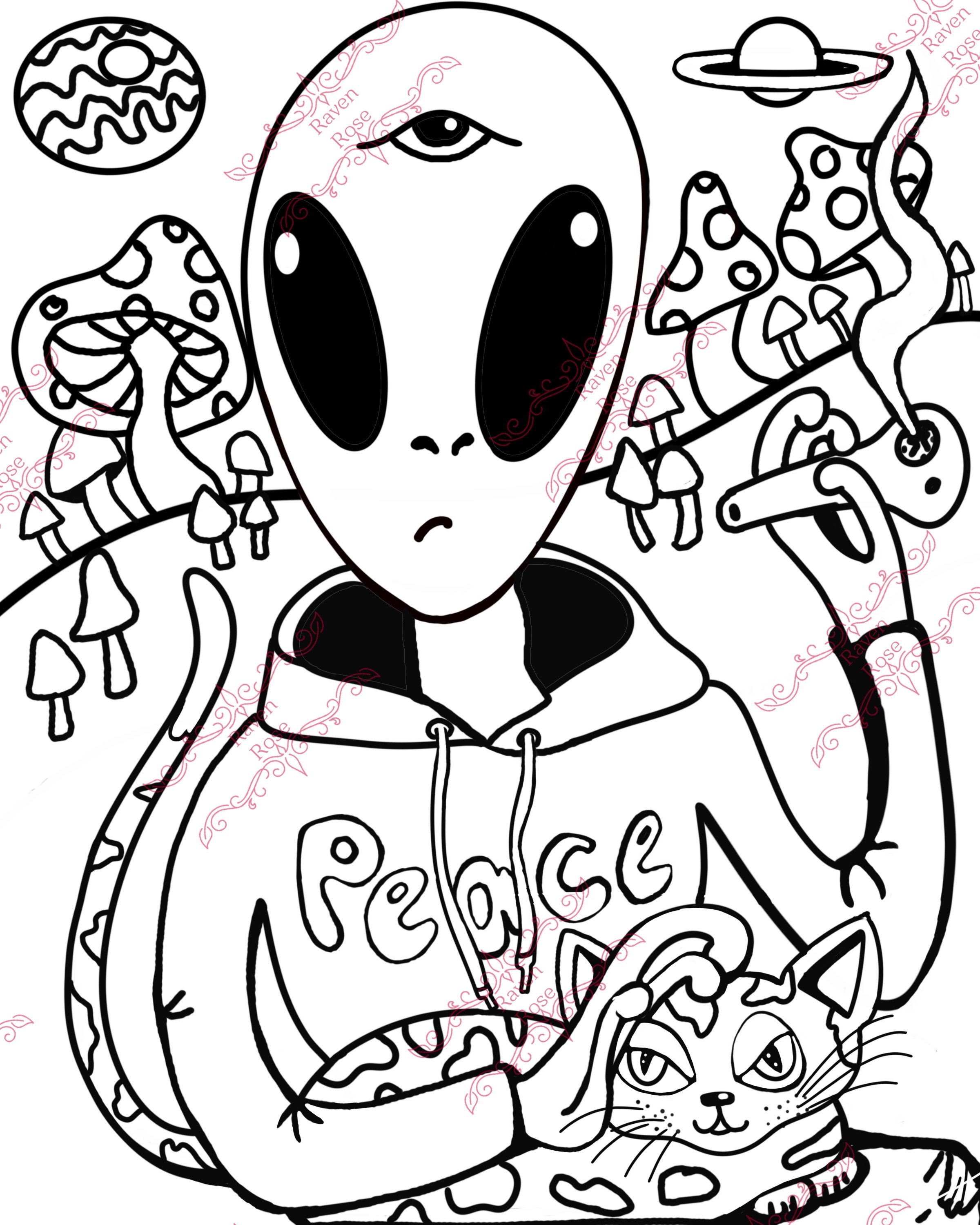 digital coloring book ~ Pen abstract ink drawings illustration jeffjag