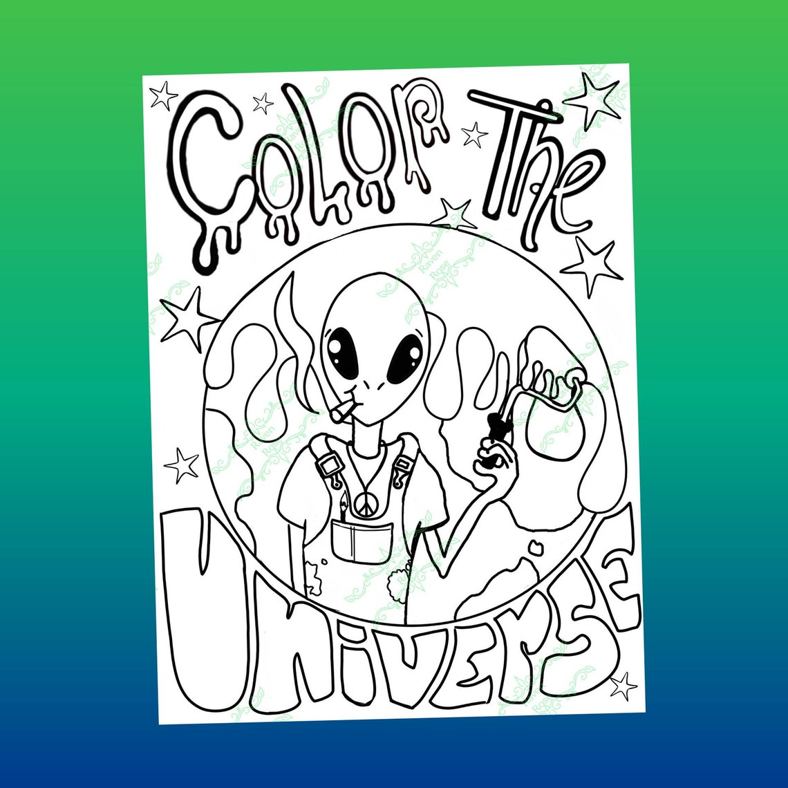 Color the Universe adult coloring page digital download stoner | Etsy