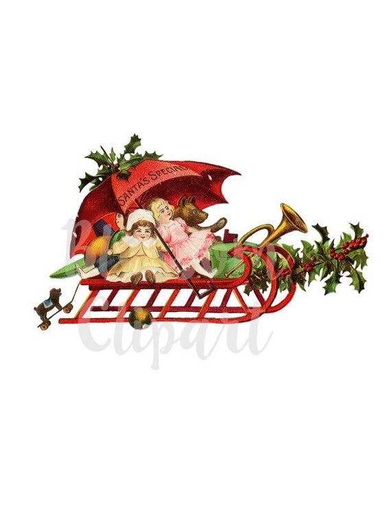 Clip Art Vintage Christmas Illustration Clip Art for Prints  Etsy