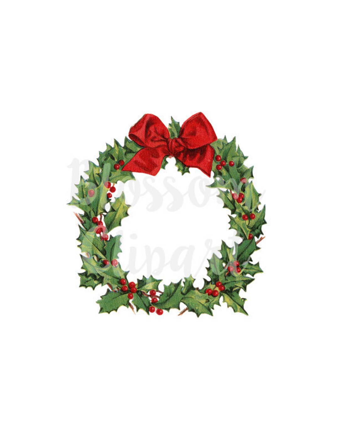 Holly Wreath Clip Art Christmas Vintage Graphic Holly Clip Art for
