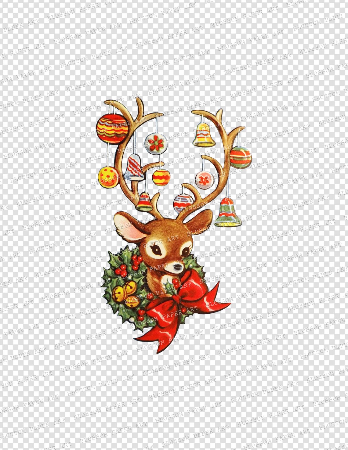 Christmas Deer Clip Art Christmas Vintage Graphic Deer Clip Etsy