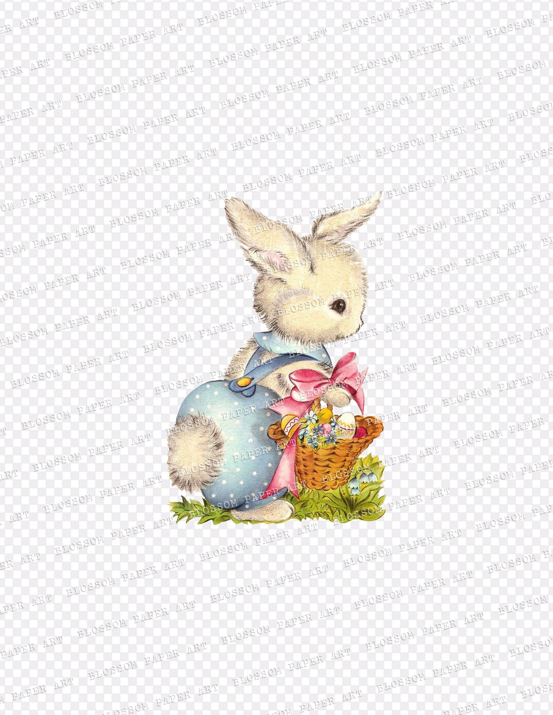 Vintage Bunny Easter Clipart Set PNG Vintage Graphics - Etsy