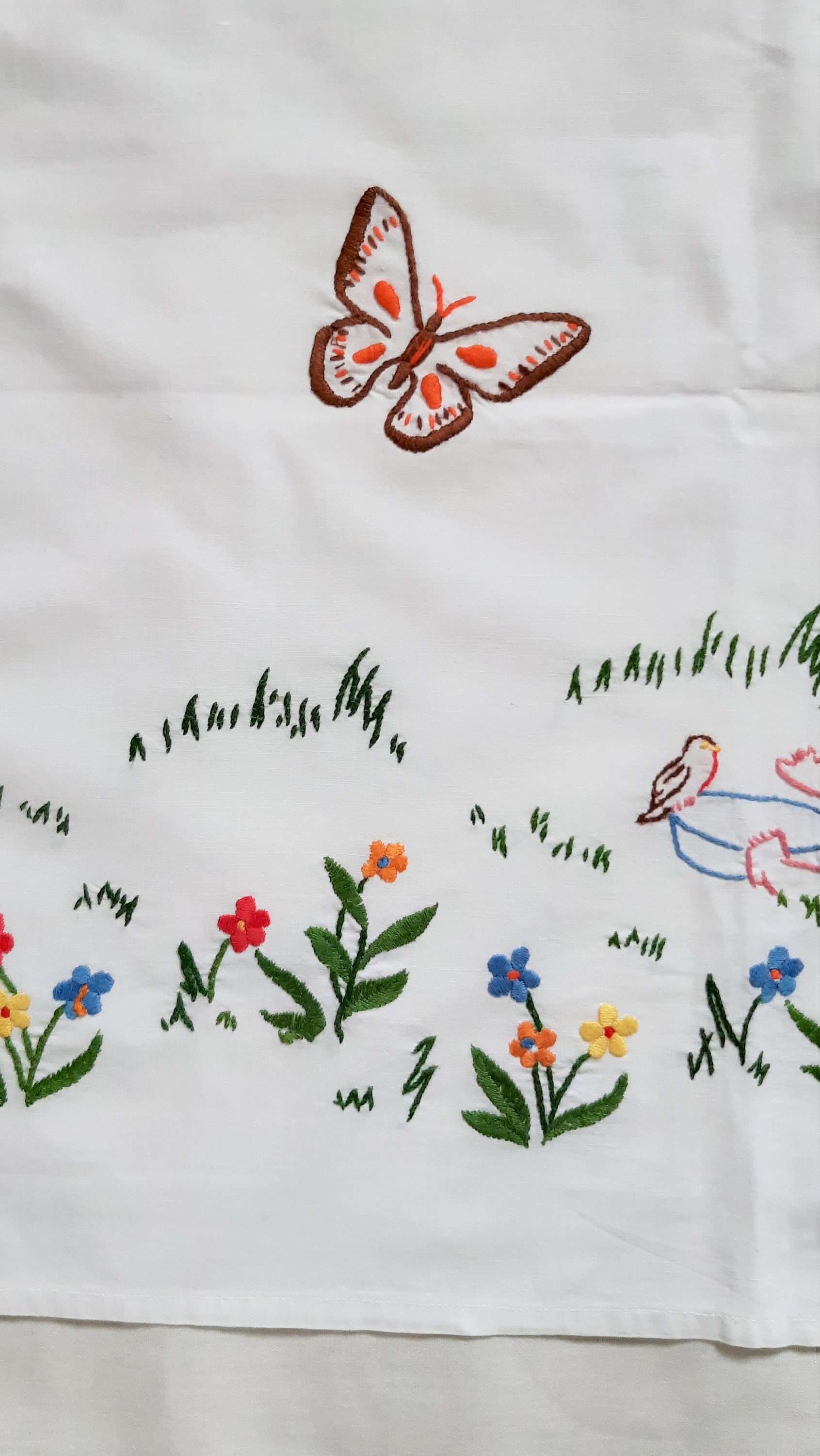 Vintage White Cotton Hand Embroidered Nursery Decor Window | Etsy