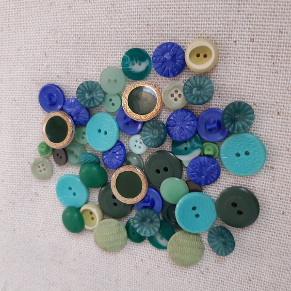Lot of 50 Buttons, Vintage Sewing Buttons, Bulk Buttons Lot