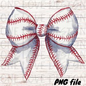 May include: A white bow with red stitching, resembling a baseball, on a white wood background.  The bow is tied in a knot with the ends of the bow pointing down.