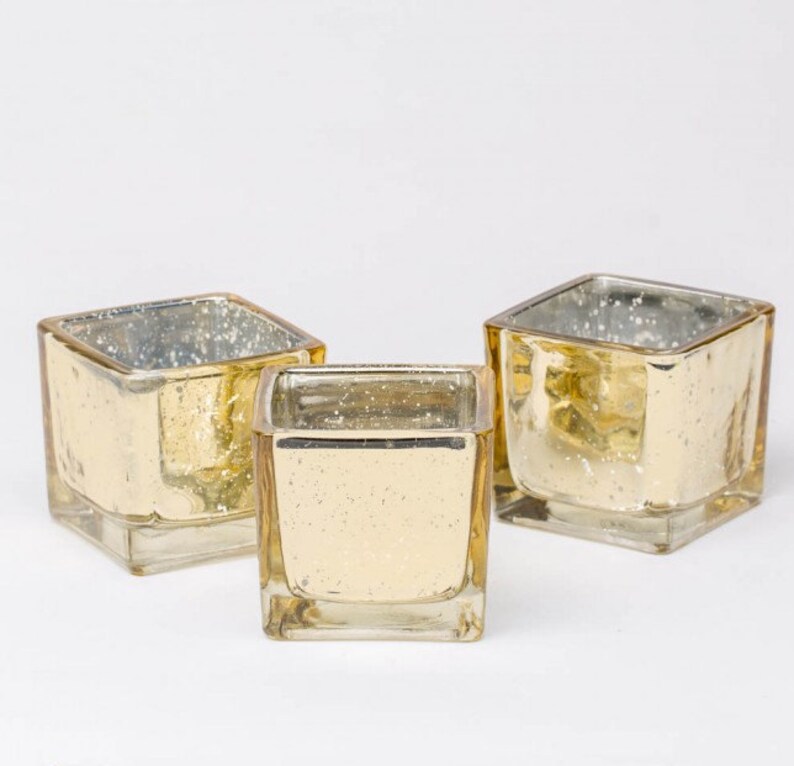 24 Gold Mercury Glass Votives Candle Holder Wedding Reception Etsy