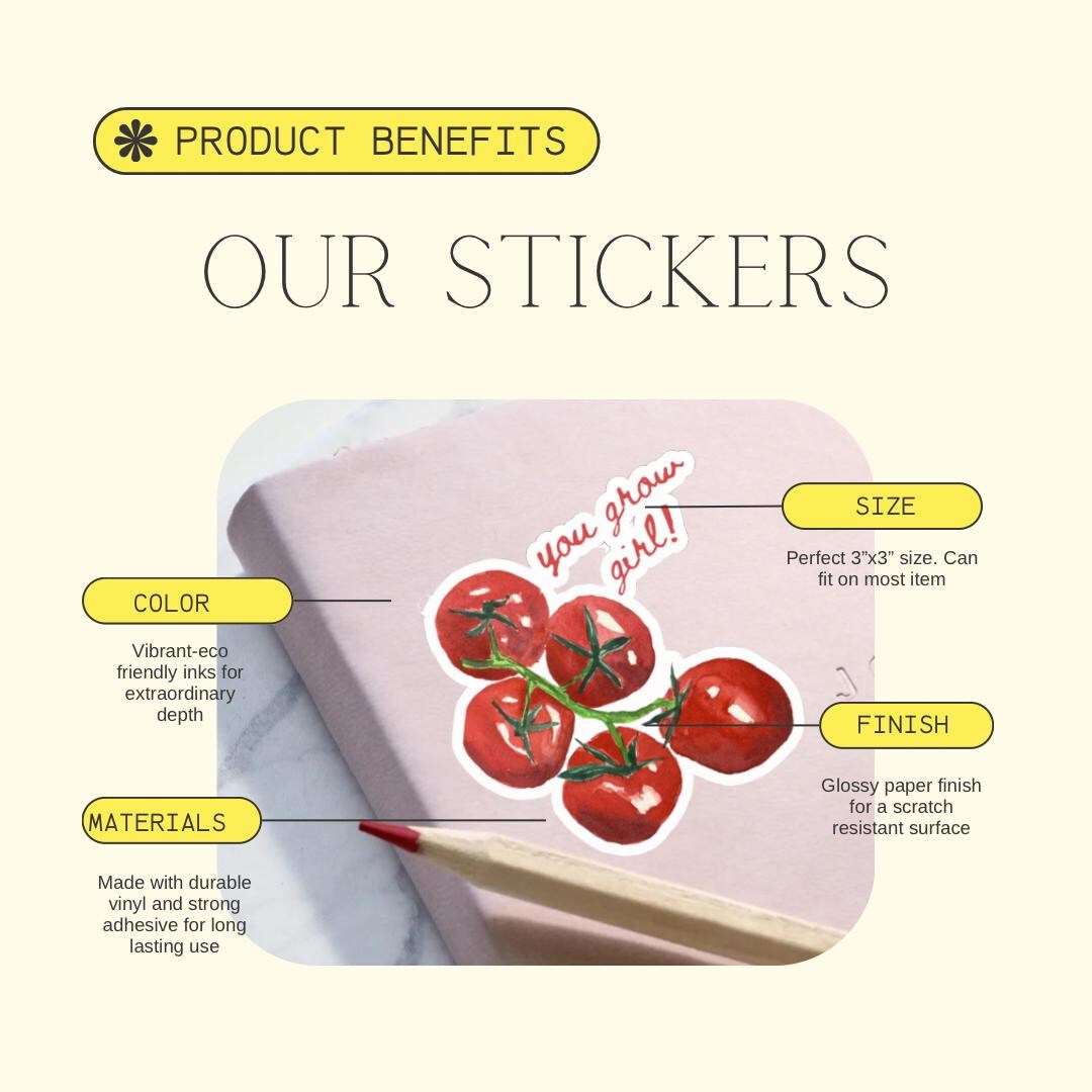 Tomato Sticker Rwards Motivational Tomato Stickers, Plant Lovers, Fun Gardening Decals for ...