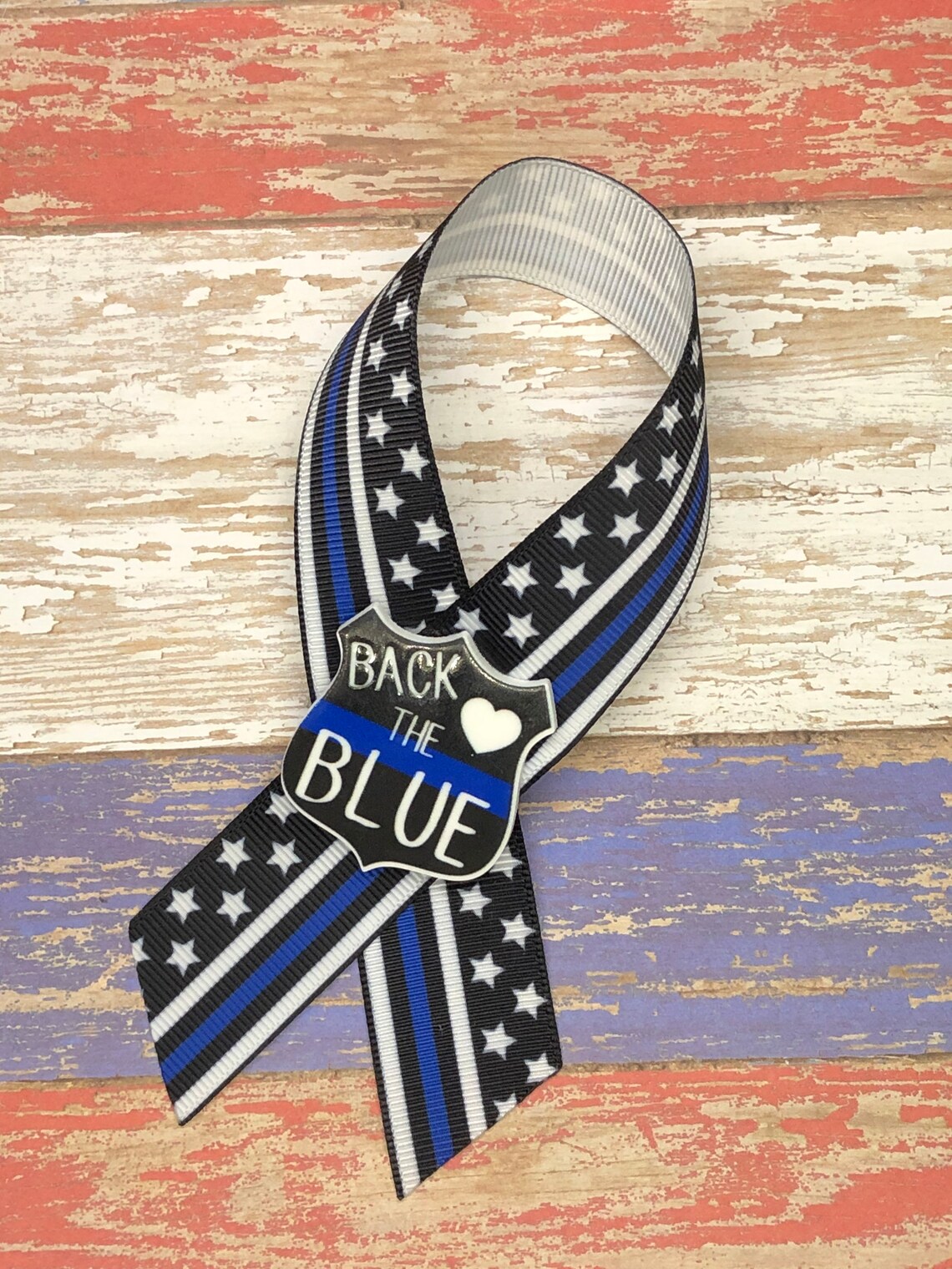 Police Support Ribbon Pinback the Bluepolice Supportblue - Etsy