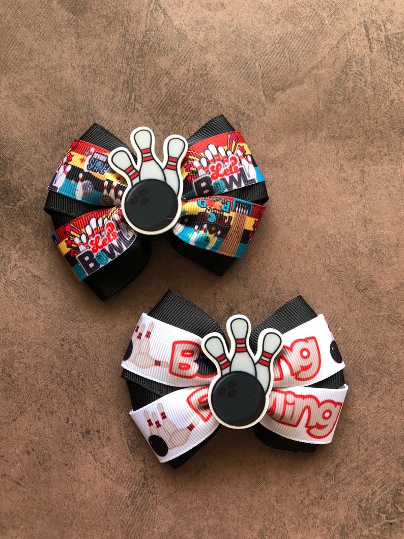 Bowling hairbow,Bowling League Hair Bow,Bowling Team Hairbow,Bowling Bows,Team Spirit Sport Bow