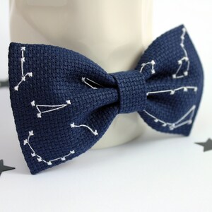 Cross-Stitch Galaxy Bow Tie, Embroidery Stars Bow Tie, Constellations Bow Tie For Father, Bow Tie For Boyfriend, Cross Stitch Cufflinks