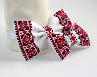 Embroidery Family Look, Cross Stitch Bow Tie For Dad and Kids, GroomsmenBow Ties, Gift For My Son, Ukrainian Ornaments, Gift For Handsome