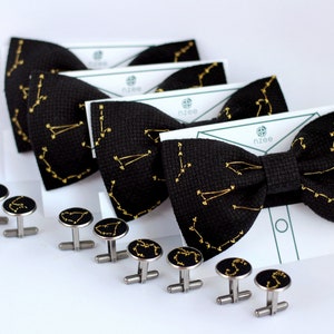 Embroidery Stars Bow Tie, Cross-Stitch Galaxy Bow Tie, Constellations Bow Tie For Father, Modern Bow Tie For Boyfriend