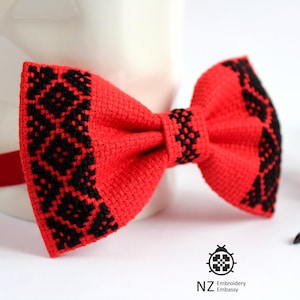 Embroidered Bow Tie For Boys, Cross Stitch Bow Tie, Wedding Bow Tie For Men, Cute Ukrainian Gift, Pre-Tied Bows, Style Adjustable Bow Ties