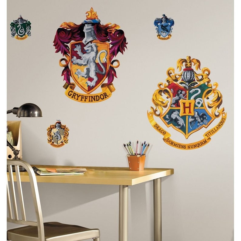 Hogwarts Crests Mural Wall Stickers Harry Potter Decals Giant Etsy