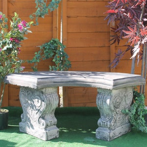 Curved garden bench stone best sale