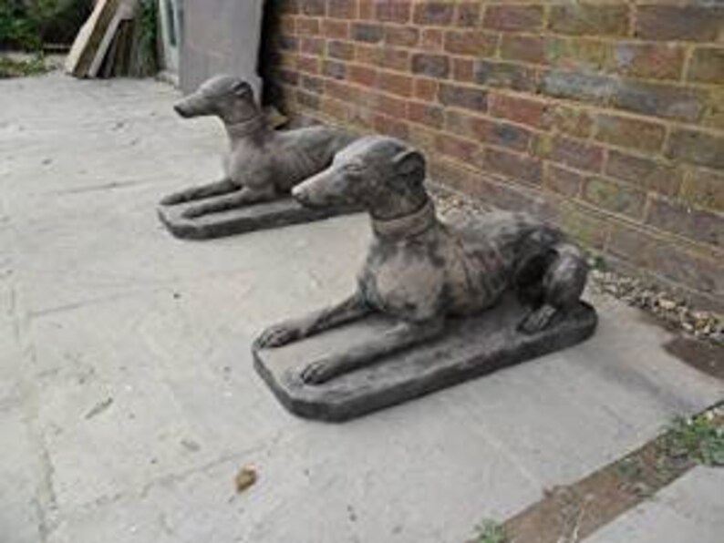 Pair of Greyhound Stone Statues Etsy